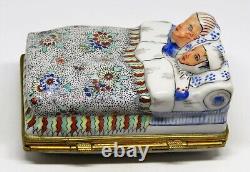 Limoges Box Chantilly Antique Couple In A Floral Bed Flowers & Beetle