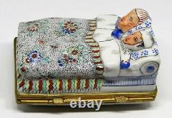 Limoges Box Chantilly Vintage Couple In A Floral Bed Flowers & Beetle