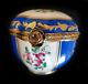 Limoges Box Classic Snuff Blue / Pink With Flowers And Gold Lot 1209