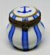 Limoges Box Delta Gamma Sorority Blue Anchor Symbol & Stripes