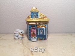 Limoges Box EASTER BUNNY HOUSE with WHITE RABBIT Peint Man France RARE