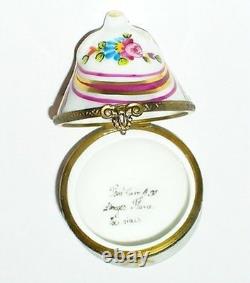 Limoges Box Floral Pear & Perfume Bottle Daisy & Rose & Ribbon Peint Main