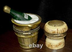 Limoges Box France Champagne Cork &champagne Bottle Ice Bucket Trinket Box Rare