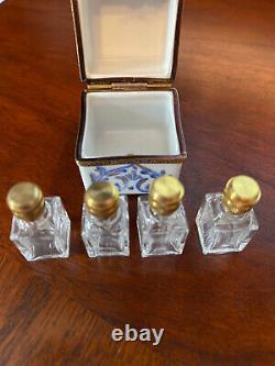Limoges Box France Peint Main Handpainted Box With 4 Scent Bottles