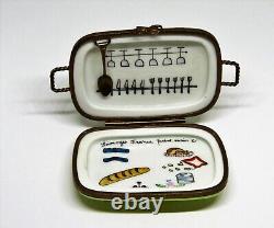 Limoges Box Garden Party Picnic Basket Utensils & Food Flowers Peint Main