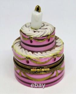 Limoges Box Happy Birthday Cake & Candle & 3d Gift Chocolate & Strawberry