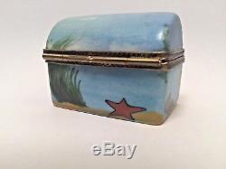 Limoges Box Ocean Themed Treasure Chest Peint Main Rare Vintage Trinket Box