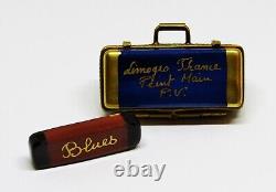 Limoges Box Parry-vieille Vintage Case & Blues Harmonica Musical Instruments