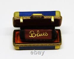 Limoges Box Parry-vieille Vintage Case & Blues Harmonica Musical Instruments