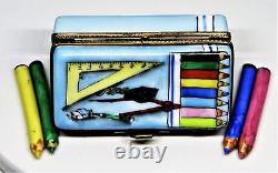 Limoges Box Pencil Case -eraser- Compass -4 Removable Pencils- School Supplies