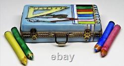 Limoges Box Pencil Case -eraser- Compass -4 Removable Pencils- School Supplies