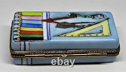 Limoges Box Pencil Case -eraser- Compass -4 Removable Pencils- School Supplies