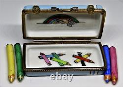 Limoges Box Pencil Case -eraser- Compass -4 Removable Pencils- School Supplies