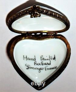 Limoges Box Rochard Heart Pendant & Chain -locket- Flowers Valentine's Day