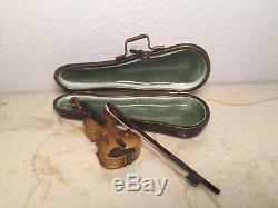 Limoges Box VIOLIN w Lovely Case and Bow Peint main France Violinist Gift