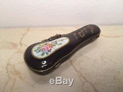 Limoges Box VIOLIN w Lovely Case and Bow Peint main France Violinist Gift