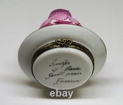 Limoges Box Wedding Cake On A Gold Plate Rose Flower & Gold Rings Peint Main