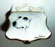 Limoges Box White French Poodle Dog -puppy- Collar & Leash Scotland's Yard