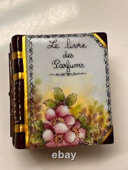 Limoges Box, With Small Perfume Bottle Inside, Livre Des Parfums Painted On Top