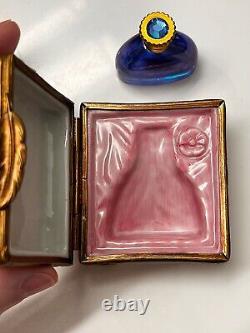 Limoges Box, With Small Perfume Bottle Inside, Livre Des Parfums Painted On Top