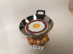 Limoges Box Wok With Egg Over Gas Flame Peint Main France Rare Vintage