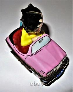 Limoges Box -betty Boop- Sunday Drive -pink Convertible Car- Cartoons Comics