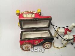 Limoges Carriage with Coachman and Horses Peint Main France Trinket Box
