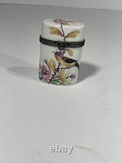 Limoges Case Porcelain Vtg Hand Painted Le Chambrelain Box Trinket Birds Signed