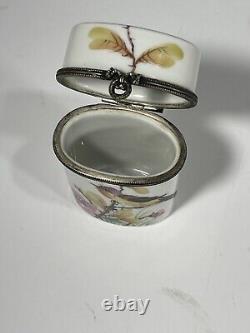 Limoges Case Porcelain Vtg Hand Painted Le Chambrelain Box Trinket Birds Signed