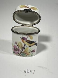 Limoges Case Porcelain Vtg Hand Painted Le Chambrelain Box Trinket Birds Signed