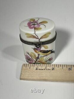 Limoges Case Porcelain Vtg Hand Painted Le Chambrelain Box Trinket Birds Signed