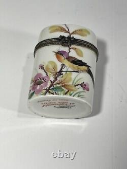 Limoges Case Porcelain Vtg Hand Painted Le Chambrelain Box Trinket Birds Signed