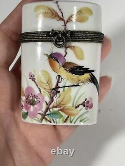 Limoges Case Porcelain Vtg Hand Painted Le Chambrelain Box Trinket Birds Signed