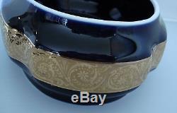 Limoges Castel Large 8 Oval Trinket Box Fragonard Cobalt Blue 22k Gold