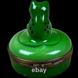 Limoges Castel Petit Main Frog On A Lilly Pad Trinket Box Hand Painted
