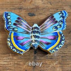 Limoges Chamart Exclusive Décor Main Spring Blue Butterfly Trinket Box