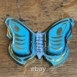 Limoges Chamart Exclusive Décor Main Spring Blue Butterfly Trinket Box