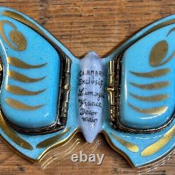 Limoges Chamart Exclusive Décor Main Spring Blue Butterfly Trinket Box