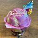 Limoges Chamart Exclusive Peint Main Butterfly On Pink Rose Trinket Box