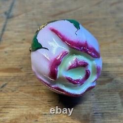 Limoges Chamart Exclusive Peint Main Pink Rose Bud Trinket Box