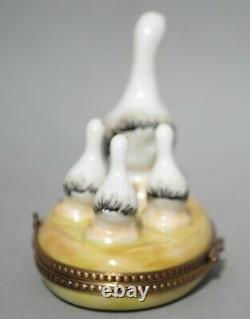 Limoges Chamart Exclusive Trinket Box Goose Mother And Babies France