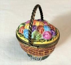 Limoges Charmart EASTER EGG Basket Colorful Trinket Box Peint Mein EXCELLENT