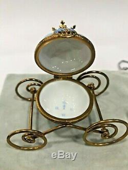 Limoges Cinderella Gold Carriage Box Glass Slipper Crown Clock Signed New