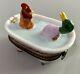 Limoges Duck And Rooster Bathtub French Box Peint Main Handmade Collector's Box