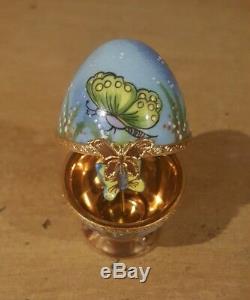 Limoges EGG with Butterfly France Box M. J. P RARE Peint Main Beautiful