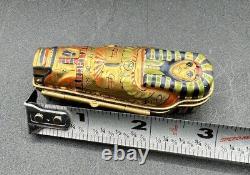 Limoges Egyptian Gold Sarcophagus and Mummy Porcelain Peint Main Trinket Box