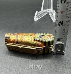 Limoges Egyptian Gold Sarcophagus and Mummy Porcelain Peint Main Trinket Box