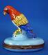 Limoges Enamel Trinket Box Bonbonniere Parrot Bird Macaw