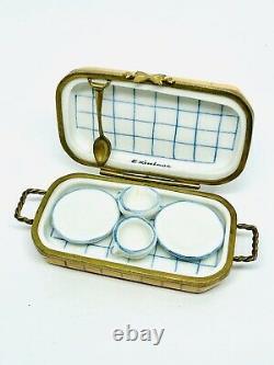 Limoges Eximious Picnic Basket With Cups & Saucers Trinket Box