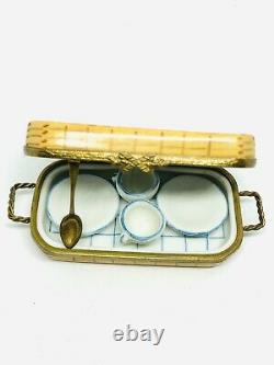 Limoges Eximious Picnic Basket With Cups & Saucers Trinket Box